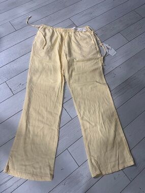 Light Yellow Wide Leg Pants - Unbranded